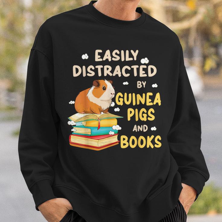 Easily Distracted By GUINEA PIGS And Books Sweatshirt Gifts for Him