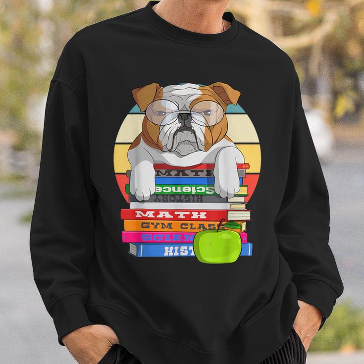 English Bulldog Back To School Book Worm Dog Sweatshirt Gifts for Him