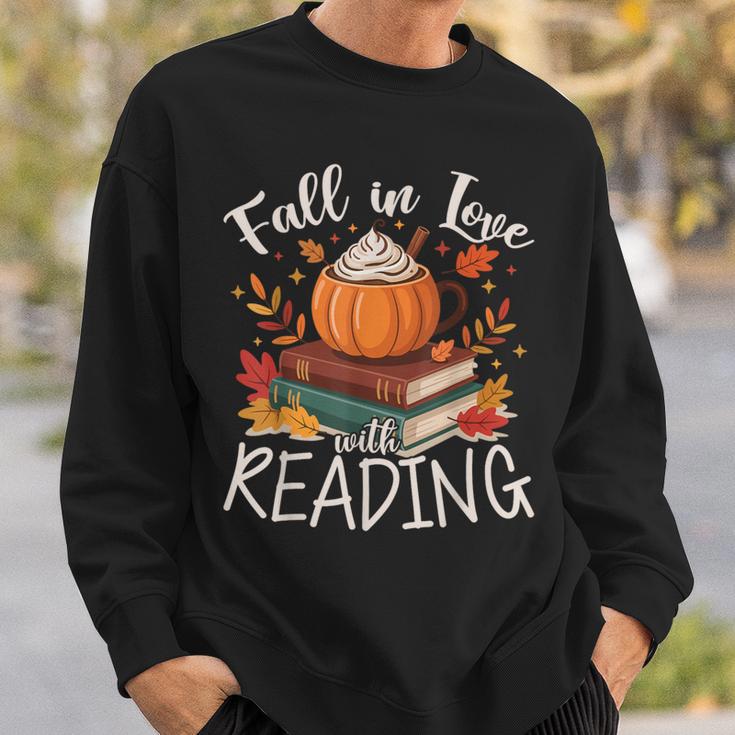 Fall In Love With Reading Autumn Librarian Cute Book Lover Sweatshirt Gifts for Him
