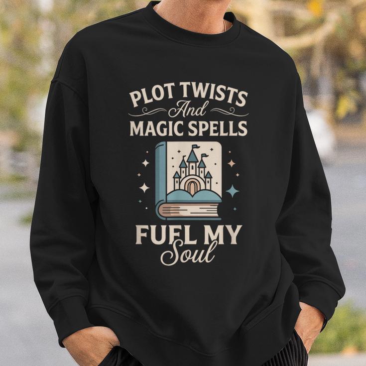 Fantasy Book Club Reader Quote Plot Twists Magic Spells Sweatshirt Gifts for Him