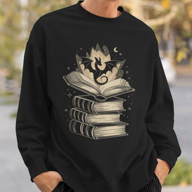 Fantasy Dragon & Books Magical Reader Sweatshirt Gifts for Him