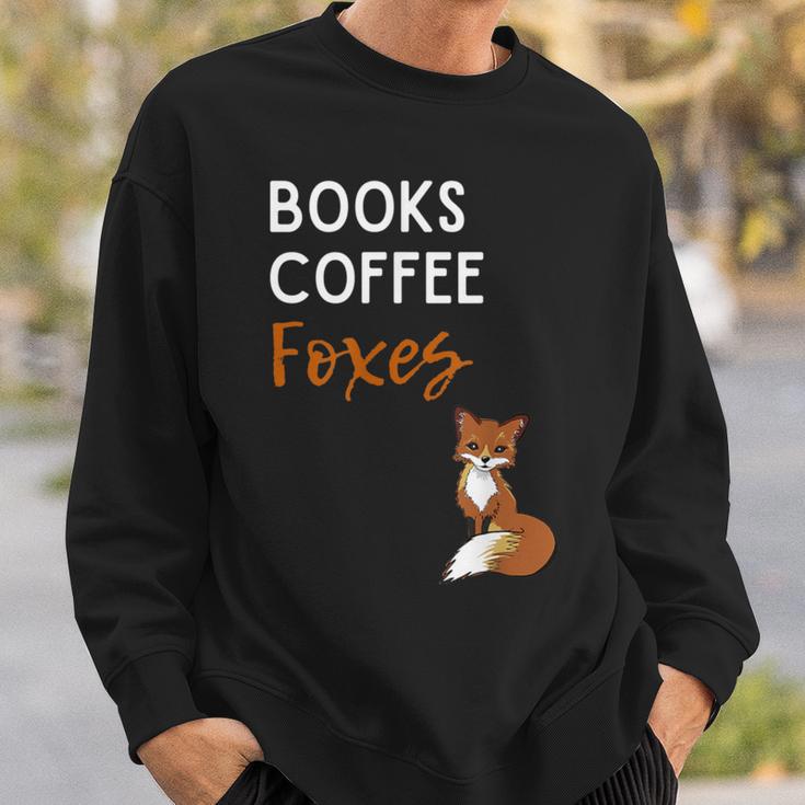 Fox Books Coffee Foxes Women Fox Graphic Cute Fox Lovers Sweatshirt Gifts for Him