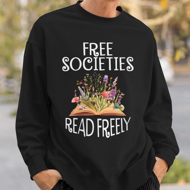 Free Societies Read Freely Bookworm Reading Book Lover Sweatshirt Gifts for Him