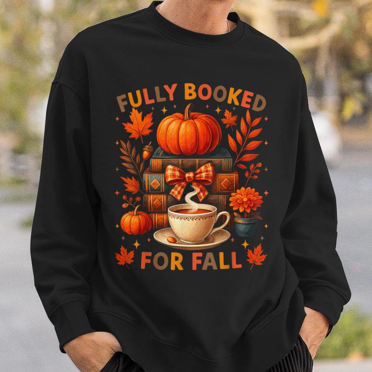 Fully Booked For Fall Books Coffee Leaves Pumpkins Tee Sweatshirt Gifts for Him
