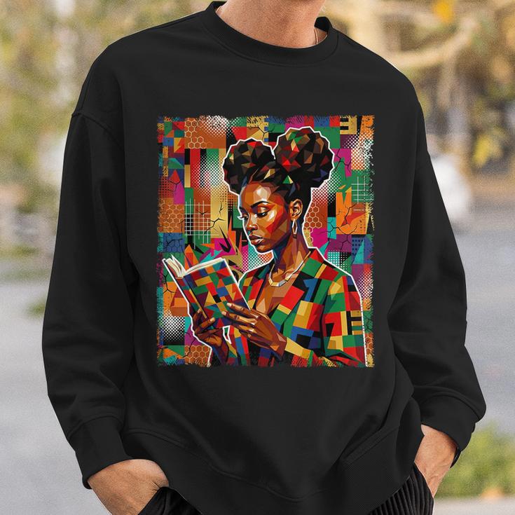 Geometric History Educated Women Reading Book Melanin Sweatshirt Gifts for Him