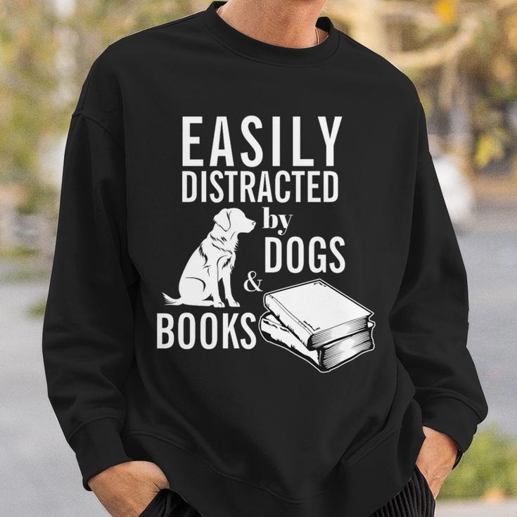 Golden Retriever Easily Distracted By Books And Dogs Premium Tri-Blend Sweatshirt Gifts for Him