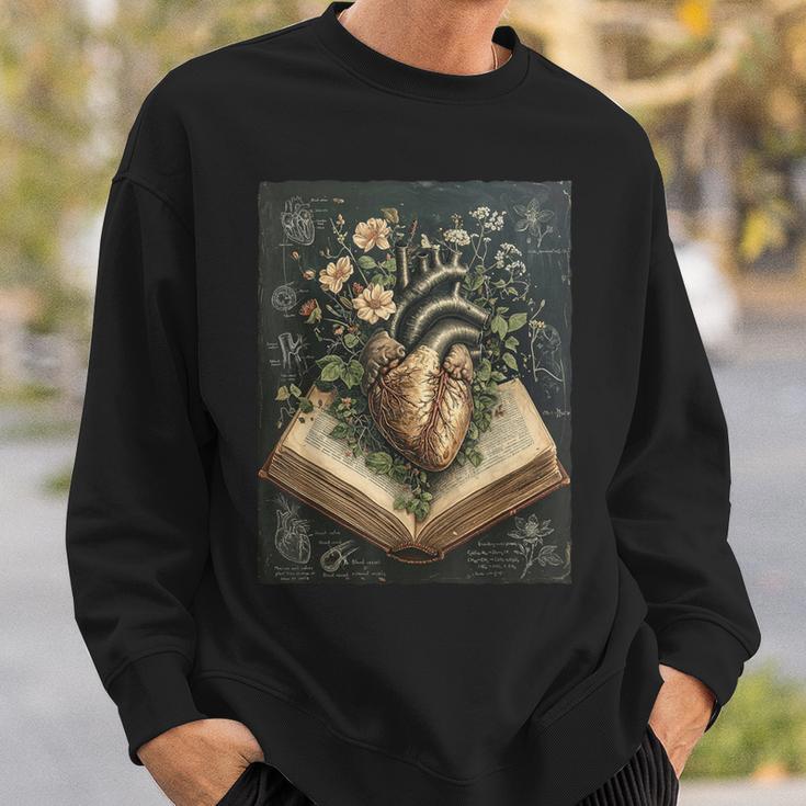 Gothic Dark Academia Botanical Anatomical Heart Vintage Book Sweatshirt Gifts for Him
