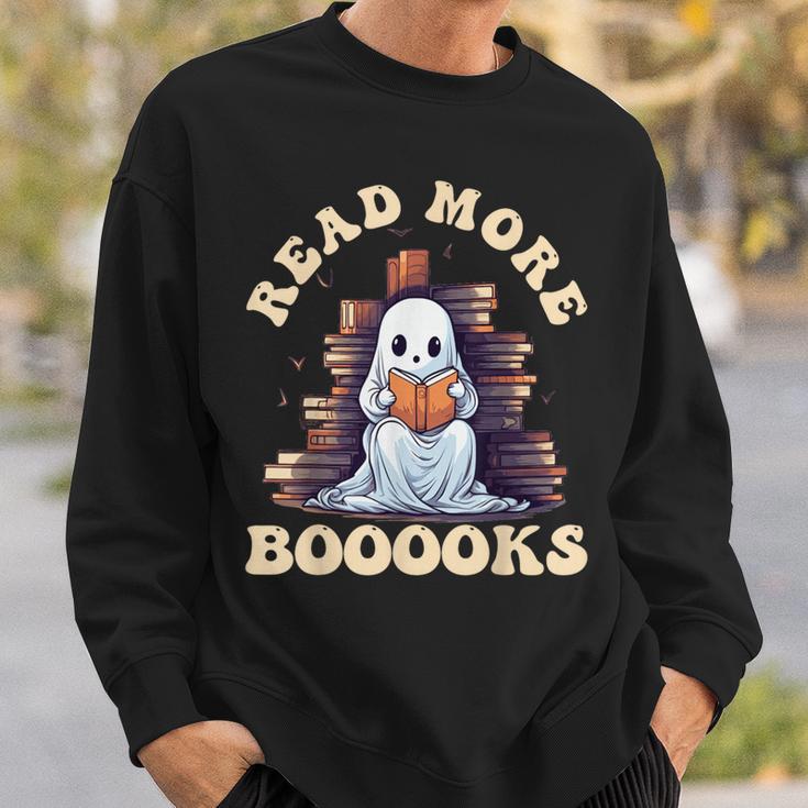 Groovy Read More Books Cute Ghost Teacher Halloween Sweatshirt Gifts for Him