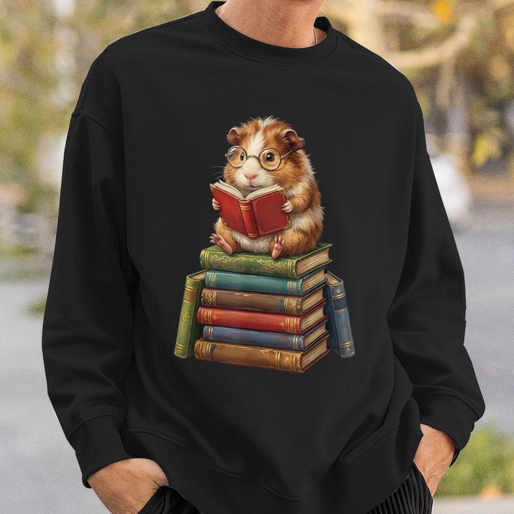 Guinea Pig Reading Book Cute Librarian Books Lover Sweatshirt Gifts for Him