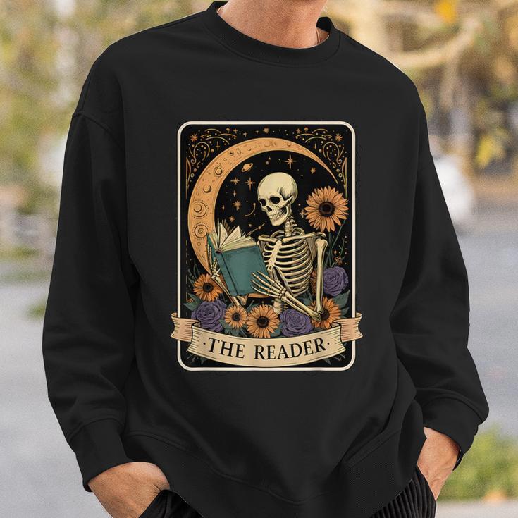Halloween Tarot Card The Reader Skeleton Reading Books Sweatshirt Gifts for Him