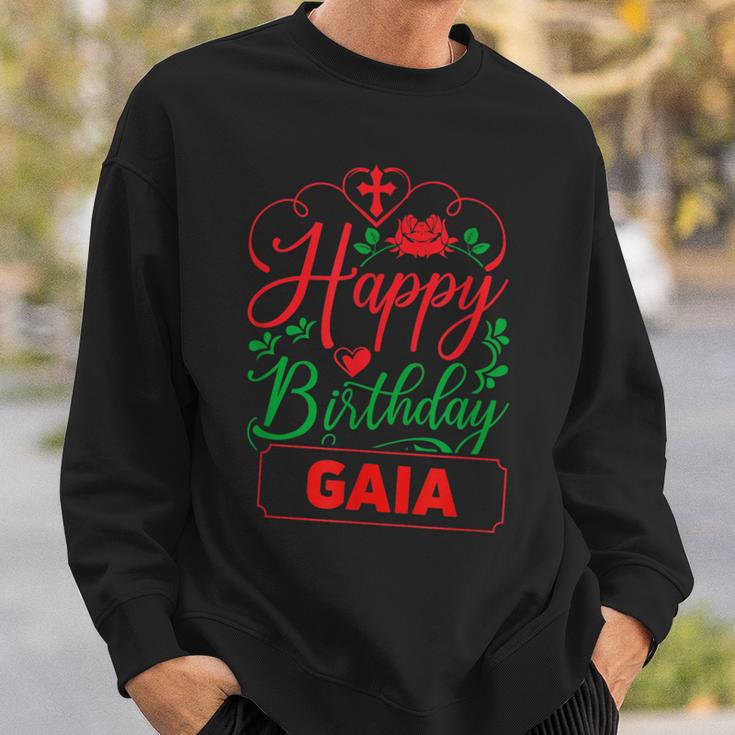 Happy Birthday Gaia かわいいクリスマスガイア スウェットシャツ 彼への贈り物