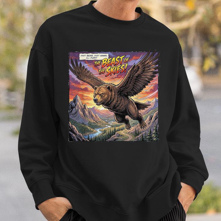Hawk Bear Hybrid Comic Book Style Sweatshirt Gifts for Him