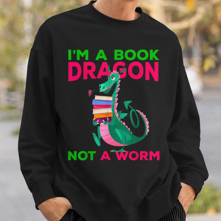 I'm A Book Dragon Not A Worm Books Reading Quotes Fun Sweatshirt Gifts for Him