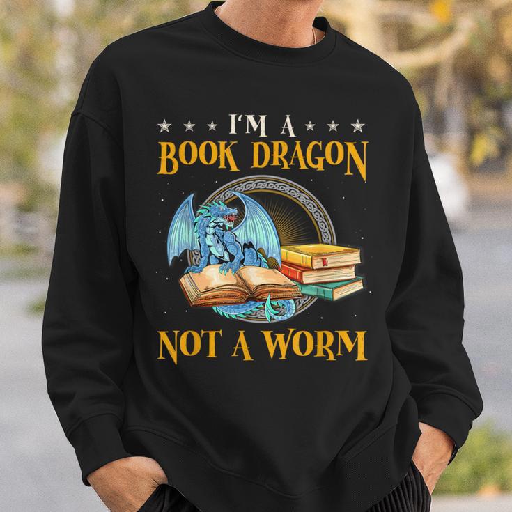 I'm a Book Dragon Not a Worm Reading Readers Clothing Sweatshirt Gifts for Him