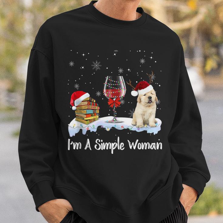 I'm Simple Woman Books Wine Golden Retriever Dog Lover Xmas Sweatshirt Gifts for Him I'm Simple Woman Books Wine Golden Retriever Dog Lover Xmas Sweatshirt Gifts for Him