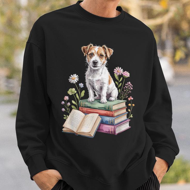 Jack Russell Terrier Bookworm Flowers Book Reading Books Sweatshirt Gifts for Him