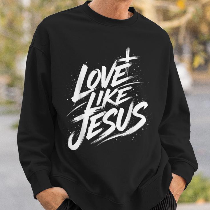 Jesus Love Like Jesus 十字架 クリスチャン スウェットシャツ 彼への贈り物