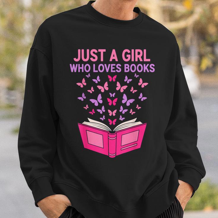 Just A Girl Who Loves Books Butterflies Reading Sweatshirt Gifts for Him