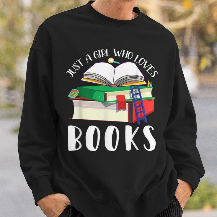 Just A Girl Who Loves Books Lover Bookworm Librarian Reading Sweatshirt Gifts for Him