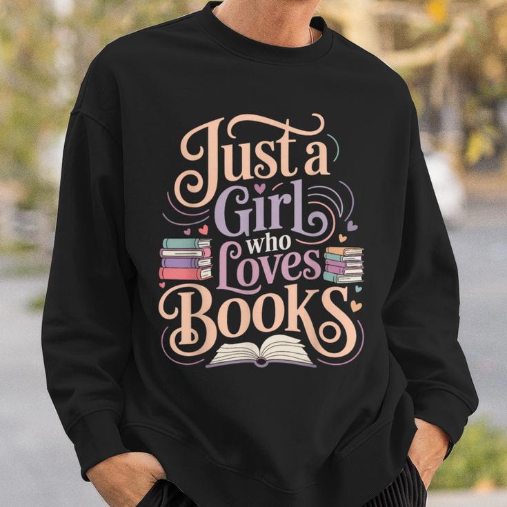 Just a Girl Who Loves Books Reading Lover Aesthetic Sweatshirt Gifts for Him