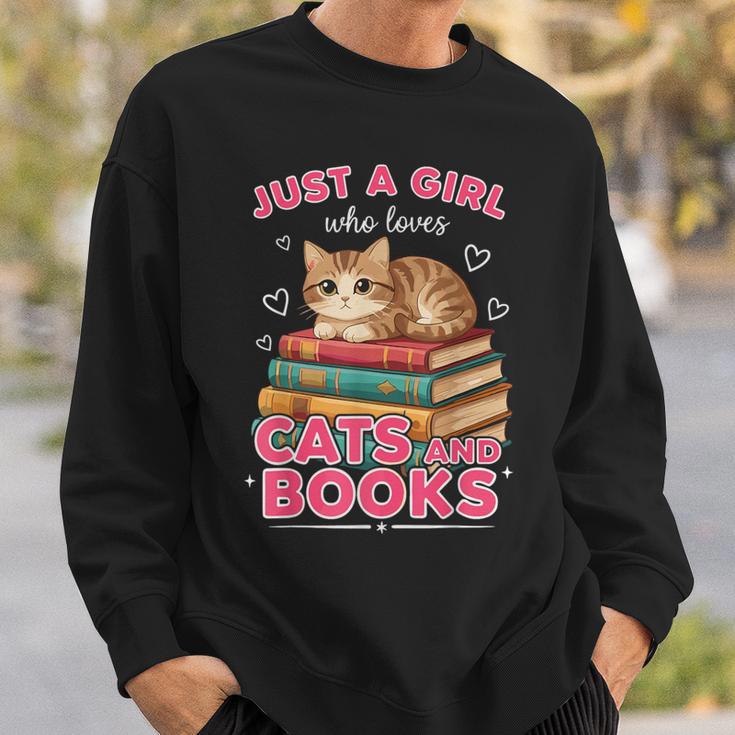 Just A Girl Who Loves Cats & Books Shirt Women Bookworm Sweatshirt Gifts for Him Just A Girl Who Loves Cats & Books Shirt Women Bookworm Sweatshirt Gifts for Him