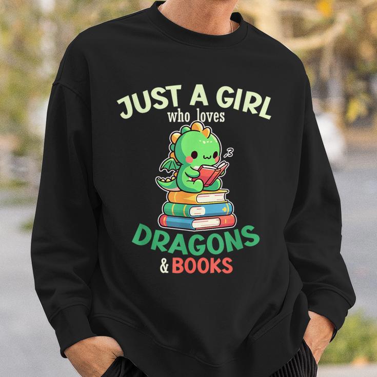 Just a Girl Who Loves Dragons & Books Book Lover Kids Nerd Sweatshirt Gifts for Him Just a Girl Who Loves Dragons & Books Book Lover Kids Nerd Sweatshirt Gifts for Him