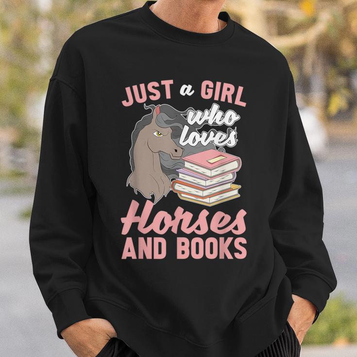 Just A Girl Who Loves Horses And Books Reading Animal Horse Sweatshirt Gifts for Him