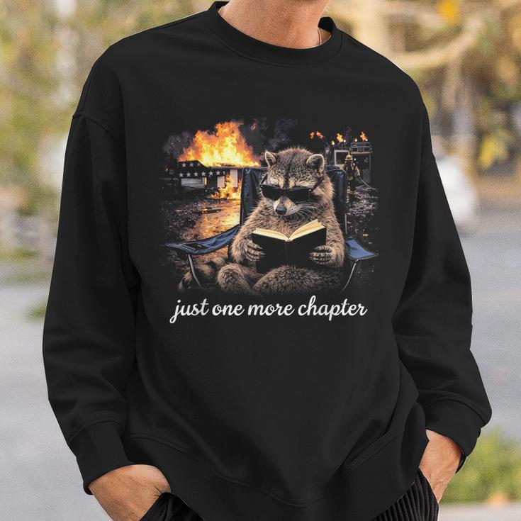 Just One More Chapter Bookish Raccoon Reading Book Reader Sweatshirt Gifts for Him