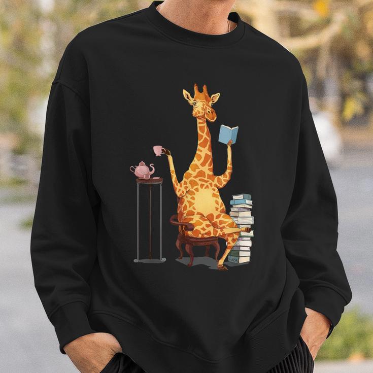 Kawaii Cute Giraffes Books And Tea Women's Sweatshirt Gifts for Him
