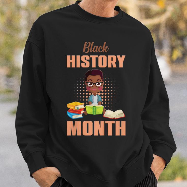 Kids Boy Reading Book History Month BLM Melanin Pride Kids Sweatshirt Gifts for Him