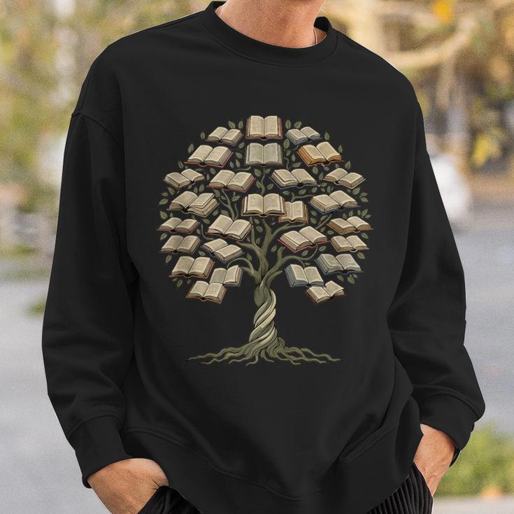 Knowledge Growth Tree Bibliophile Book Lover Library Art Sweatshirt Gifts for Him