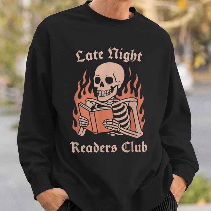 Late Night Readers Club Skeleton Book Lover Sweatshirt Gifts for Him