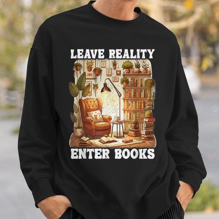 Leave Reality Enter Books Bookworm Reading Book Sweatshirt Gifts for Him