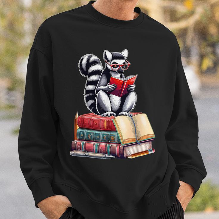 Lemur Reading Books Matching Bookworm Readers Librarian Sweatshirt Gifts for Him