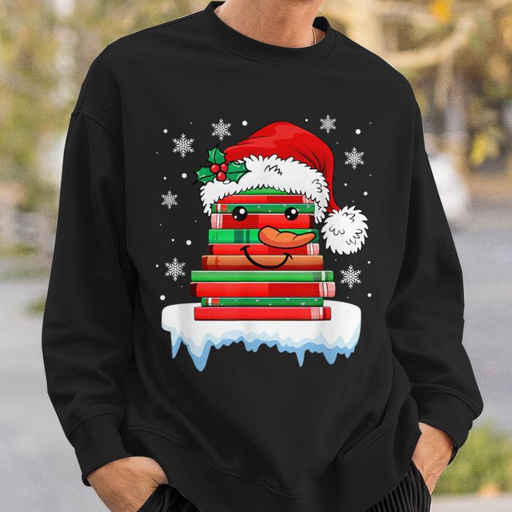 Librarian Book Santa Hat Reader Snow Pajamas Christmas Sweatshirt Gifts for Him