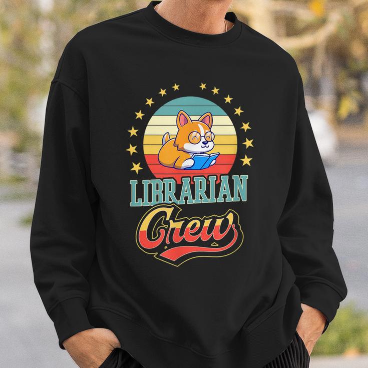 Librarian Crew Cute Library Dog Book Reading Men Women Sweatshirt Gifts for Him