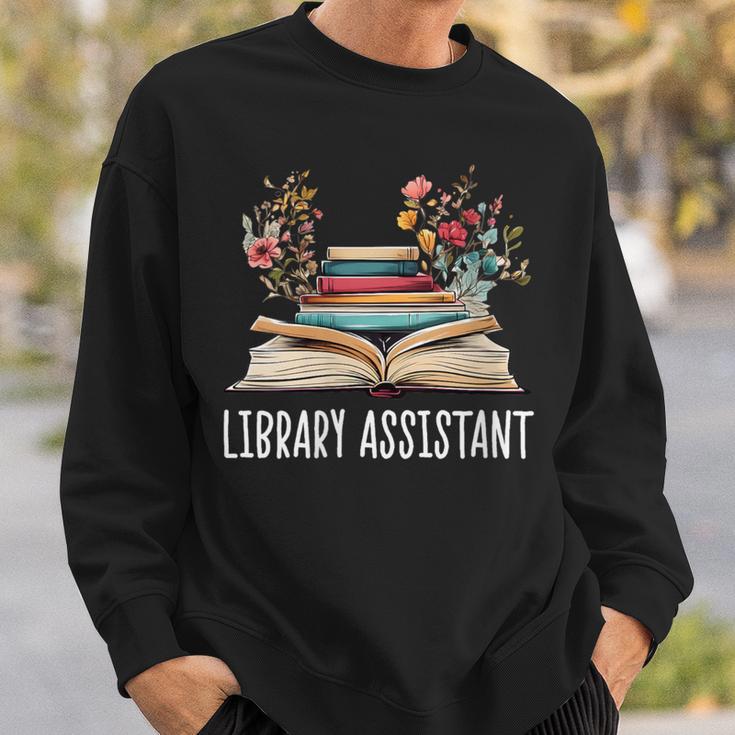 Library Assistant Messy Bun Library Book Reader Sweatshirt Gifts for Him