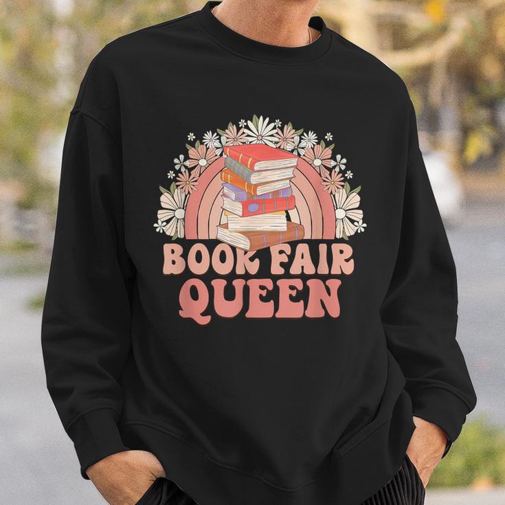 Library Book Fair Queen Vibe Groovy Retro School Reading Sweatshirt Gifts for Him