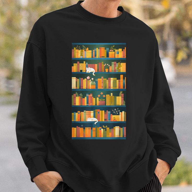 Library Book Lover Reading Reader Bookshelf Plants Sweatshirt Gifts for Him