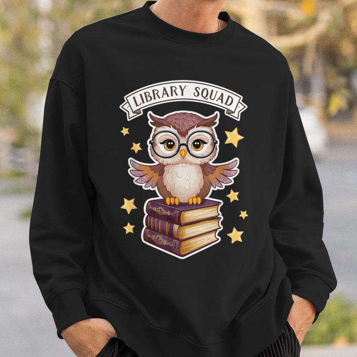 Library Squad Book Owl Wisdom Nerd Librarian Club Sweatshirt Gifts for Him