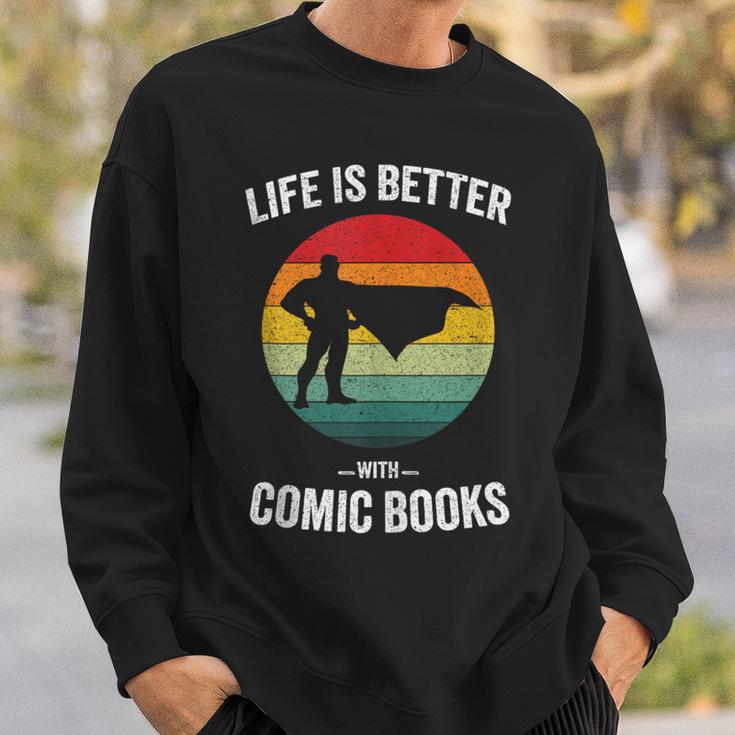Life Is Better With Comic Books Vintage Comics Book Sweatshirt Gifts for Him Life Is Better With Comic Books Vintage Comics Book Sweatshirt Gifts for Him