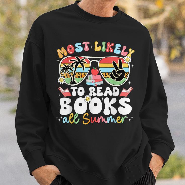 Most Likely To Read Books All Summer Book Lovers Last Day Sweatshirt Gifts for Him