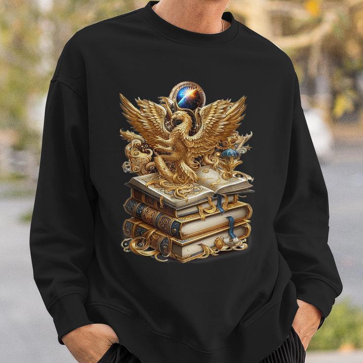 A Lively-Creative Gold Fantasy-Dragon On Story-Books Sweatshirt Gifts for Him