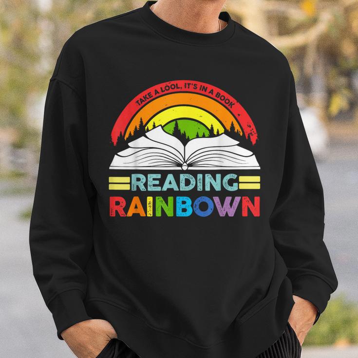 Take A Look It's In A Book Reading Retro Rainbow Vintage Sweatshirt Gifts for Him