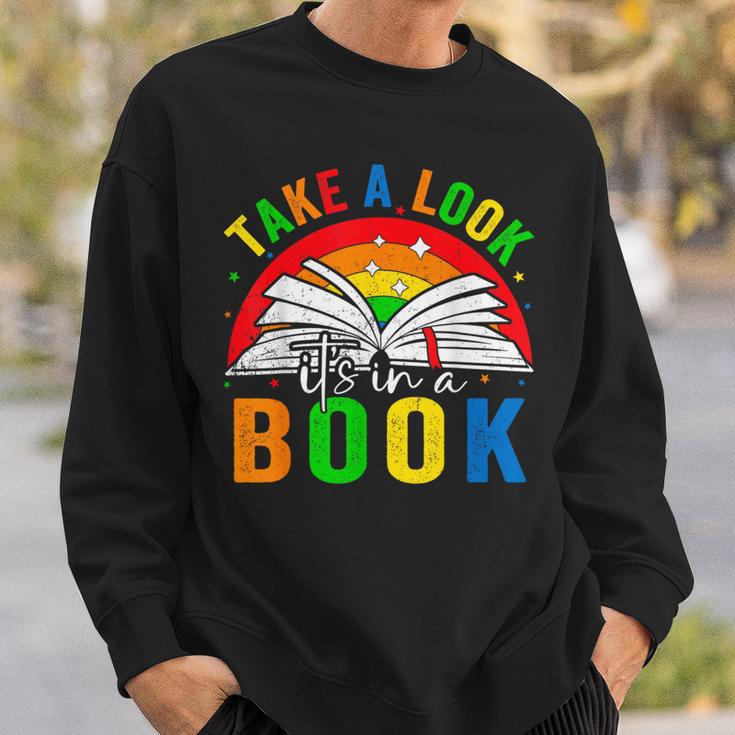Take A Look It's In A Book Retro Groovy Reading Books Lovers Sweatshirt Gifts for Him Take A Look It's In A Book Retro Groovy Reading Books Lovers Sweatshirt Gifts for Him