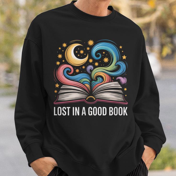 Lost In A Good Book Moon And Stars Fantasy BookTok Sweatshirt Gifts for Him