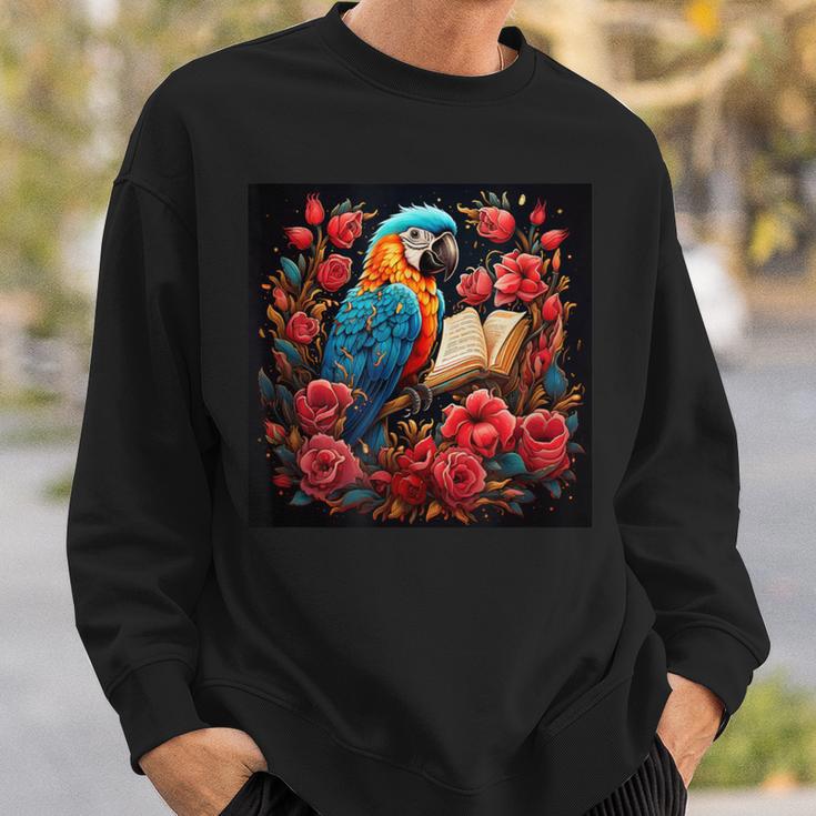 Macaw Reading A Book Sweatshirt Gifts for Him Macaw Reading A Book Sweatshirt Gifts for Him