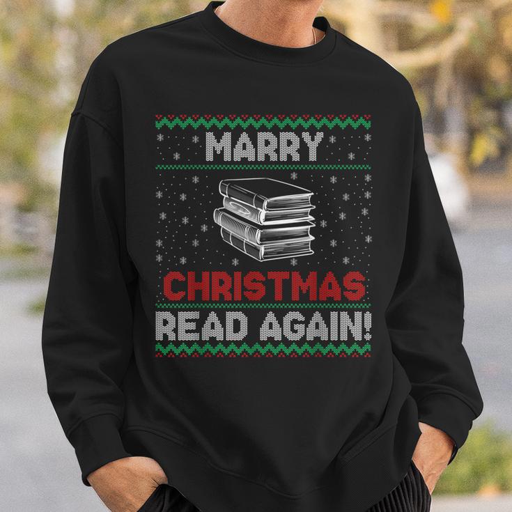 Marry Chistmas Read Again Book Lover Xmas Reader Sweatshirt Gifts for Him