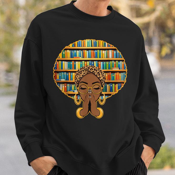 Melanin Afro Women Girl Book Librarian History African Sweatshirt Gifts for Him