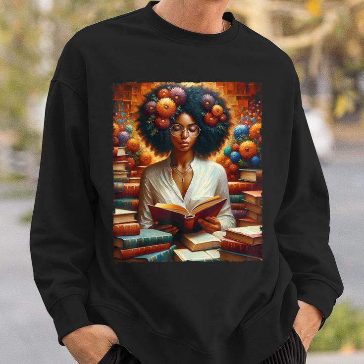 Melanin Queen Afro WomenEducated Reading Book History Sweatshirt Gifts for Him